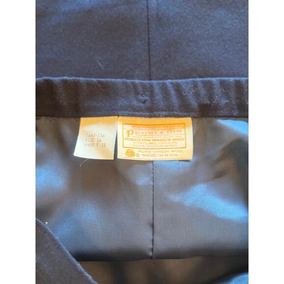 Vintage Pendleton 100% Wool Skirt Navy Blue Classic Pencil Sz 16 Made in USA - Picture 3 of 5